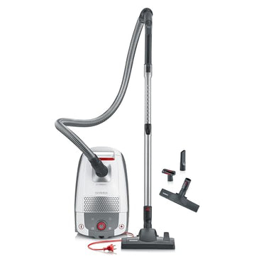 SEVERIN Bodenstaubsauger mit Beutel S'POWER, leistungsstarker & leiser Staubsauger mit 360° Rollen, HEPA 13 Filter, Zubehör für Parkett & Teppich, platingrau - granatrot, BC 7045 im Sale